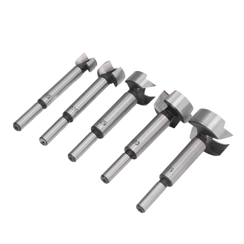 5Pcs Forstner Drill Bit Round Shank 15mm 20mm 25mm 30mm