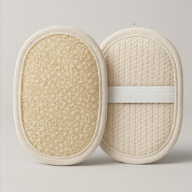 Strauss Home Natural Loofah Body Sponge Set of 2 - Environmentally Friendly & Biodegradable Shower Sponge - Gentle Exfoliating for Men & Women - Premium Bath & Shower Care (2 Oval)