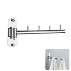 KRISFD Stainless Steel Coat Hook, Wall Clothes Rack, Foldable Towel Holder, Clothes Rail, Coat Hook, Bathroom Swing Arm Holder for Clothes, Hanging, Wall Mounting, Brushed