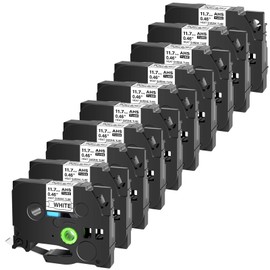 10 Pack Compatible for Brother Heat Shrink Label Tape Hse-231 11.7mm 0.46Inch x 4.92ft,Black Text on White Printable Heat Shrink Tubing Tube for Brother PTE550 PTP750 PTD210 PTH110 Printer Maker