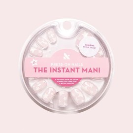 Olive & June Instant Mani Round Extra Short Press-On Nails, White, Super Stars,