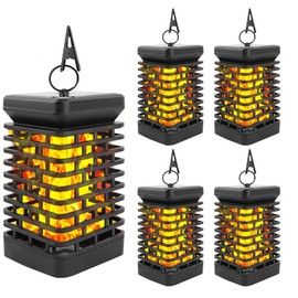 EOYIZW 4 Pack Solar Lanterns Outdoor Lights, Upgraded Flickering Flame Solar Lights Outdoor, Waterproof Solar Powered Hanging Lanterns, Garden Decor