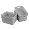 Zerdyne Plastic Multi-Purpose Weave Storage Basket, Desktop Organization Basket Set,