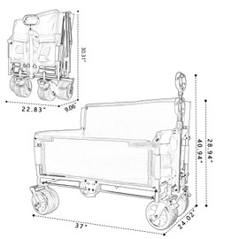 Donext Multi-Functional Seat Wagon,Heavy-Duty Collapsible Wagon with 360° All-Terrain Wheels,Self-Locking Adjustable Handle,Ultra-Compact Folding Storage Design Cart for Parks,Camping(Black)