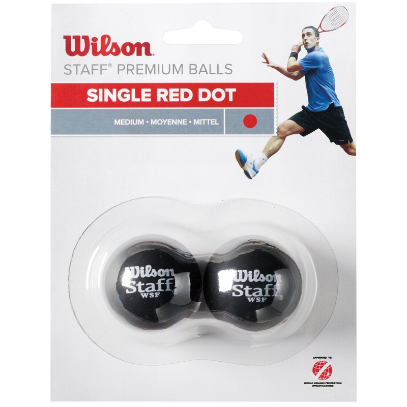 Wilson Staff Squash Balls Medium (Advanced), Black (Red Dot), Pack
