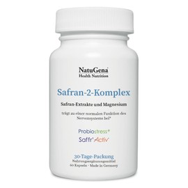 NatuGena Safran-2-Komplex Nerven-Kapseln/Safran-Extrakte und Magnesium / 60 Kapseln (30-Tage-Packung)