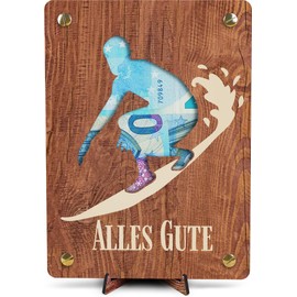 Surfer Geschenk - XL Geldgeschenk aus Holz inkl. Ständer | Surfer - Geschenke Für Surfer, Surfer Geschenke Für Männer