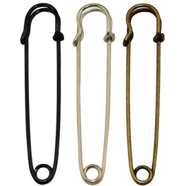 Large Heavy Duty Steel Safety Pins - Blankets, Skirts, Kilts, Crafts (Silver&Black&Bronze, 4inch)