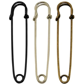 Large Heavy Duty Steel Safety Pins - Blankets, Skirts, Kilts, Crafts (Silver&Black&Bronze, 4inch)