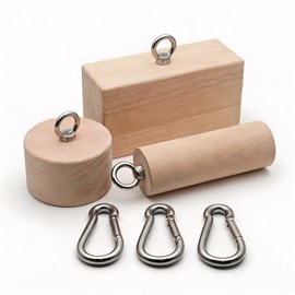 Vatemechie 3 Pcs Wooden Grip Strength Trainer Set, Ergonomic Pinch Block Grip Workout Kit, Premium Natural Wood Hand Finger Forearm Strengthener with Stainless Steel Carabiners for Climbing, Weightlifting, Fitness, Home Gym & Rehab Training