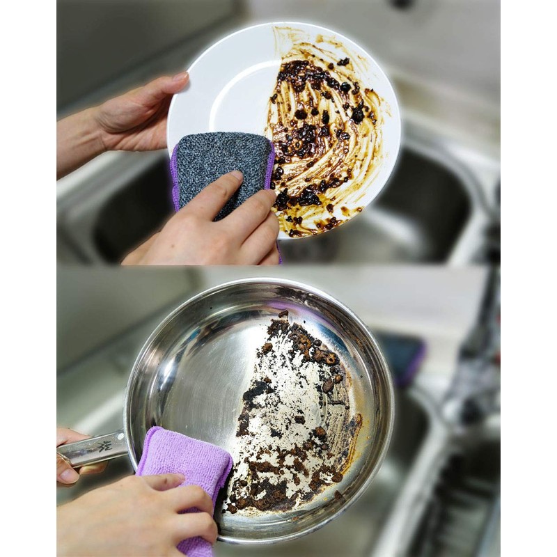 UPSTAR Dish Sponges Kitchen, Microfiber Cleaning Scrubber for Dishwashing, Sink,