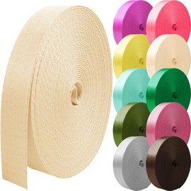 Grosun Nylon Webbing 1 inch 1.5 inch 2 inch Webbing Nylon Strap Nylon Belt, 10 25 50 3.3 Yards Webbing (Beige, 1 Inch x 3.3 Yards)