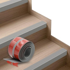 Non-Slip Step Edge Protector, Vinyl Stair Nosing - Self-Adhesive Anti-Slip Stair Nose Edging Trim, Stairway Nose Molding & Nosing Strip for High Traffic-Safety, Indoor-Outdoor Use(Grey 2"×2",3.3Ft)