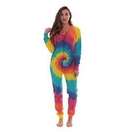 #followme Women's Tie Dye Henley Thermal Onesie 6769-10364-XL