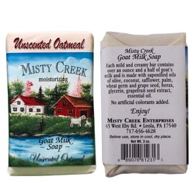 Goat Milk 3oz Soap Bar from Amish Farmstead Misty Creek Handcrafted from Fresh Goat Milk (Unscented Oatmeal)