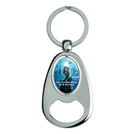 GRAPHICS & MORE Aquaman Movie My Other Ride is a Shark Keychain Chrome Metal Spinning Oval Bottle Opener