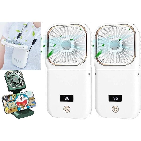 Portable Handy Fan, Value Set of 2, Handheld, Freestanding, Neck