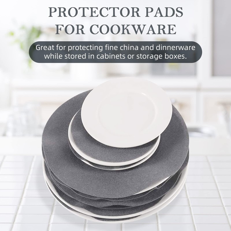 Felt Plate Storage Dividers Protectors, 48 Pieces Felt Round Plate
