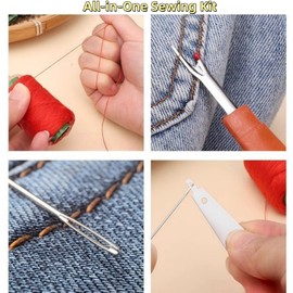 37PCS Sewing Tool Set, Sewing Kit Needles Thread Hand Repair Tools Multi-Purpose Needle and Thread Kit Portable DIY Hand Made Craft Set for All (D)