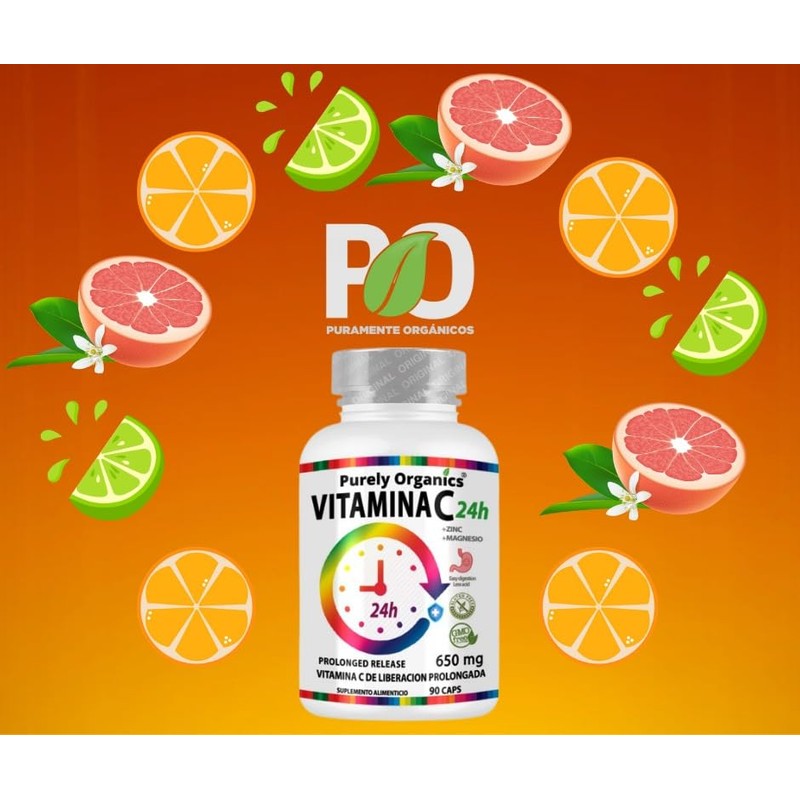 Vitamina C de liberación prolongada. Activo por 24 horas. Con