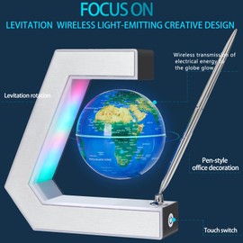 Magnetic Levitation Floating World Earth Globe Lamps With Pen, Cool Office Desk Decor Stuff For Men Boss Unique Birthday Gifts Or Christmas For Men,educational Geography Globe Toys For Kids Learning