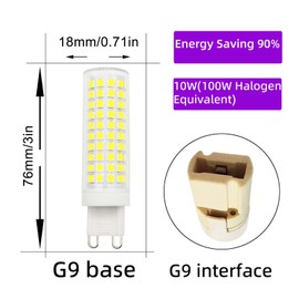 LIENNGKE G9 Led Light Bulb 100W Halogen Equivalent Daylight White 10W 6000K 1000 Lumen AC 110v 120v Bedroom Lamp Pack of 4