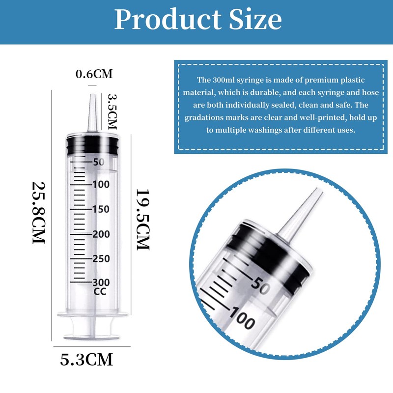 シリンジ 大容量 300ml プラスチック 注射器 大型 針なし 犬 猫 ペット