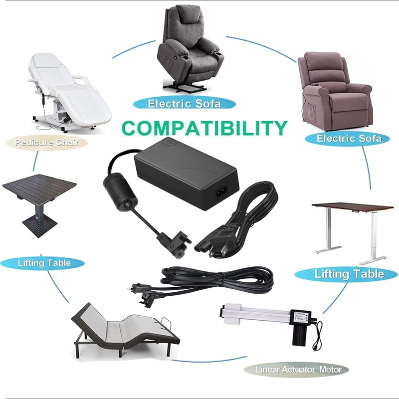Universal Power Cord for Recliner, 29V 2A Recliner Power AC/DC