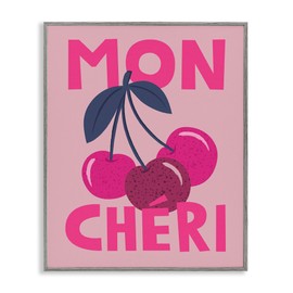 Stupell Industries Mon Cheri Fruits Framed Giclee Wall Art Design by Lisa Perry Whitebutton, Gray Framed, 16 x 20