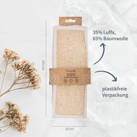 Niyok® Massage Belt on Loofah & Cotton • Back Scrubber for Body Scrub • Loofah Massage Strap for Back Massage & Dry Massage • Body Pad Loofah