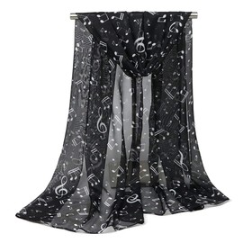 LRRH Womens Fashion Note Scarf Super Lightweight Music Shawl Beach Towel (Black)