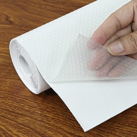 Hersvin Shelf Liners 24 in x 20 ft Self-Adhesive EVA Drawer Mats, Cupboard Protector, Kitchen Cabinet Lining Fridge Liner (Clear Flat Dot, 61x610cm)