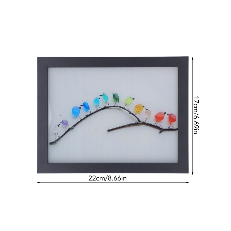 Sea Glass Birds Photo Frame 12 Birds Unique Wooden Frame