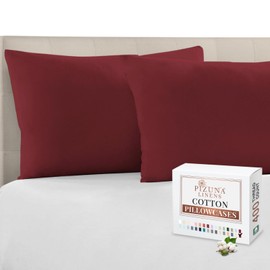 Pizuna 100% Cotton Housewife Pillowcases 2 Pack Rio Red 48x74cm, 400 Thread Count Long Staple Combed Cotton Pillow Cover, Sateen Weave Standard Housewife Pillowcase (Cotton Pillowcase Pack of 2)