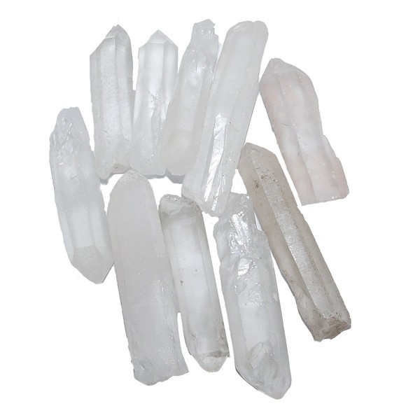 4606 Laser Quartz Rock Crystal Tips Natural Grown and Leaved Each Approx. 25-40 mm Pack of 10, Rock crystal, Crystal