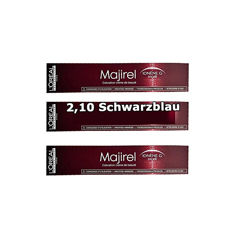 3 x Loreal Majirel 2.10 Black Blue Cream Hair Colour