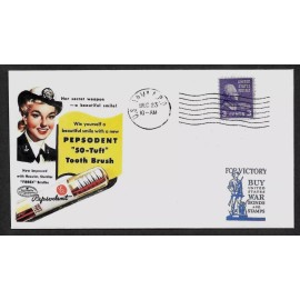 1944 Pepsodent Toothbrush WWII Ad Featured on Collector's Envelope *A573