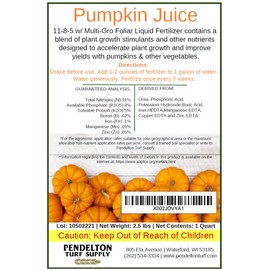 Pumpkin Juice 11-8-5 - Foliar Liquid Fertilizer with Essential Micro-nutrients for Pumpkins and Vegetables (1 Quart)