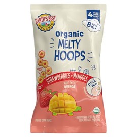 Earth's Best Organic Melty Hoops Strawberries + Mangoes, 4 Ct Multipack, 0.32 oz Bag