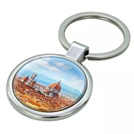 City-Souvenirs Florence Keychain with Epoxy Dome and Metal Keyring