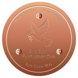 Bird Bath Copper Disk, 99.9% Pure Copper disk for bird bath, 0.6mm,Triple-Point Support for Physical Safe Clean Water, Universal Fit for Outdoor Birdbaths, Waterfall Fountain, Year-Round Use (1 Pcs)