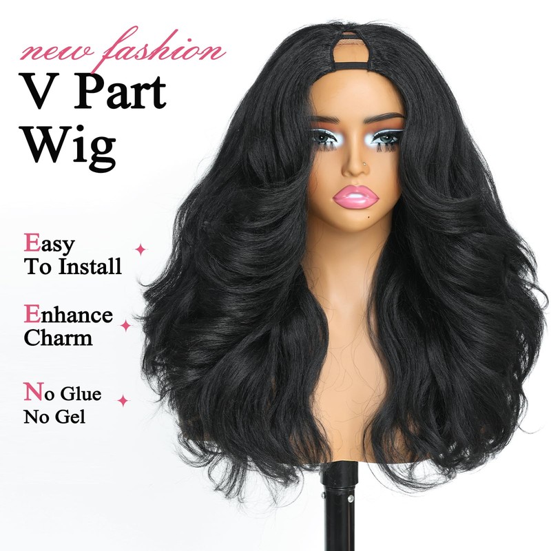 Yaki Detroit Layered V Part Wig Synthetic Half Wig For