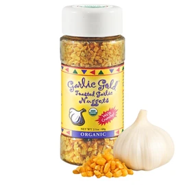Garlic Gold Toasted Nuggets, Crunchy Roasted Garlic Seasoning, USDA Certified Organic Salad Topper, Keto Paleo Friendly (2.1 Ounces, 1 Pack)