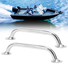 Jiawu 2 Pack Boat Grab Handles, 14.25" Stainless Steel Marine Love Bar, Polished Handle Handrail for Marine Boat, Yacht