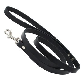 Dogs My Love Genuine Leather Classic Dog Leash 4 Ft Long 9 Sizes (Small (Width: 12mm - 1/2"), Black)
