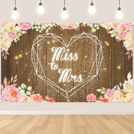 Miss to Mrs Banner Rustic Flower Bride to Be Party Banner Wedding Bridal Shower Decoration Backdrop Background Miss to Mrs Backdrop Engagement Bachelorette Backdrops Photography Decorations Supplies
