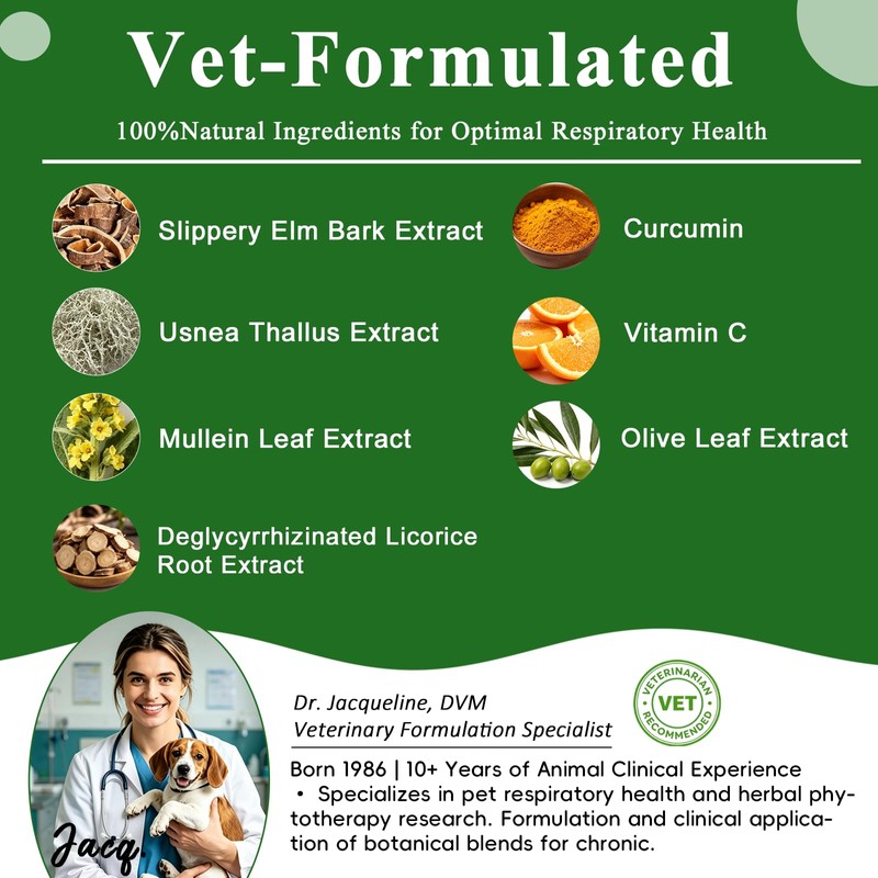 Collapsed Trachea Support for Dogs, Herbal Extract Supplement Soothe Cough