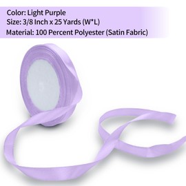 Qjaiune Light Purple Satin Ribbon 3/8 Inch x 25 Yards Ribbon, Wedding Bouquet Ribbon Pink Silk Ribbon, Silky Polyester Ribbon Shiny Fabric Ribbon for Hair Gift Wrapping Flower Bouquet Crafts Sewing