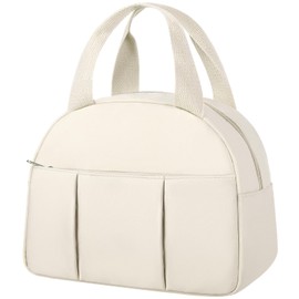 MIAOJIE Lunch Bag for Women Insulated Lunch Box for Adult Lunch Tote Bag-Thermal Lunchbox Leakproof Waterproof Cooler Bag for Work Office Camping Travel - Beige 9 x 6 x7.5 Inch