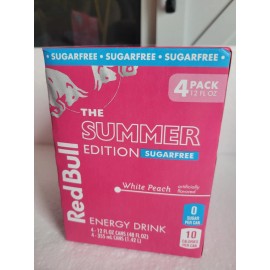 Red Bull Summer Edition Sugarfree Energy Drink, White Peach, 12oz 4 Pack In Hand